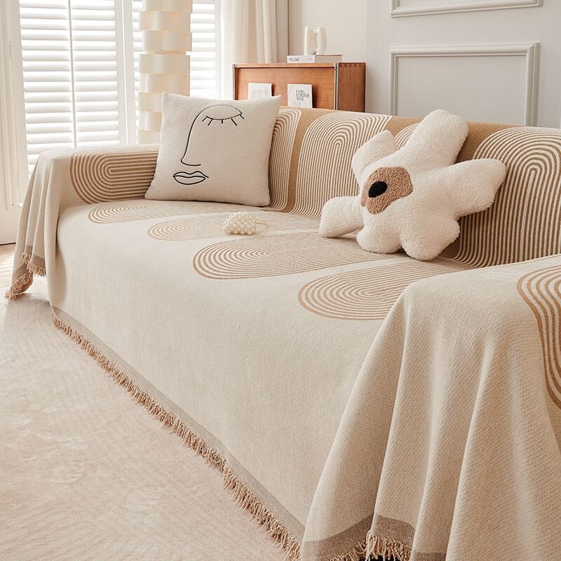 沙发盖布巾雪尼尔防猫抓沙发滑垫全包防滑罩万能盖布现代简约新款