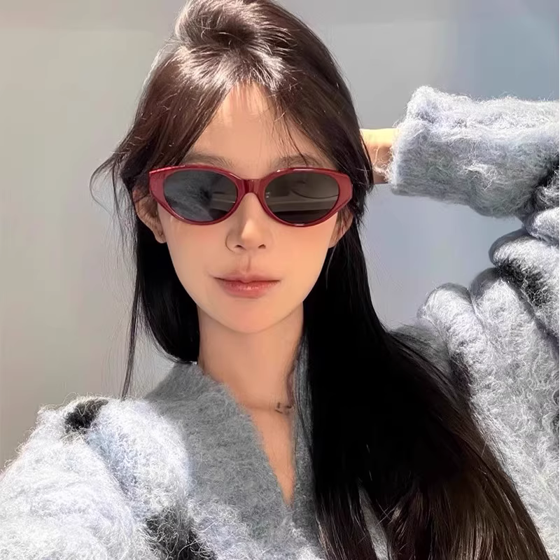 墨镜女防紫外线猫眼复古红色女潮可配新款太阳眼镜圆脸方脸椭圆形