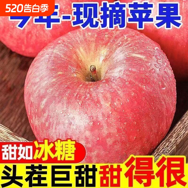 爆甜多汁正宗冰糖心苹果水果新鲜红富士丑苹果整箱批发脆甜大果
