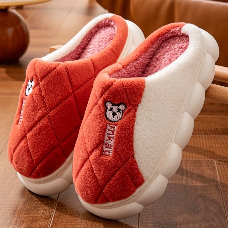 防滑软底绒面简约风棉拖鞋