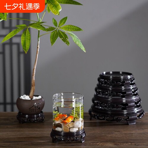 方形花盆托盘底座方圆形塑料酒坛多肉兰花瓶奇石鱼缸花盆底坐摆件