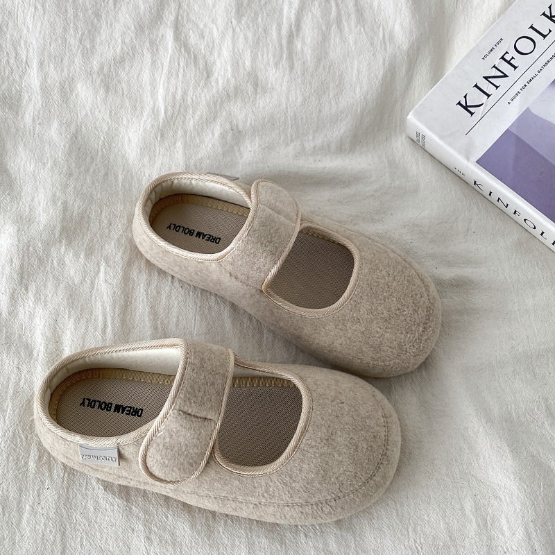 玛丽珍复古包头半拖鞋女秋冬外穿小香风平底勃肯鞋单鞋圆头魔术贴