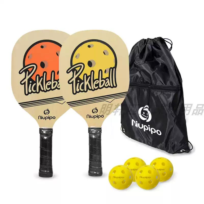 木质pickleball paddle匹克球拍单支装套装带包4个26孔室内匹克球