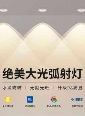 彩虹小山丘射灯筒灯嵌入式客厅家用led2025新款双眼皮防眩75开孔