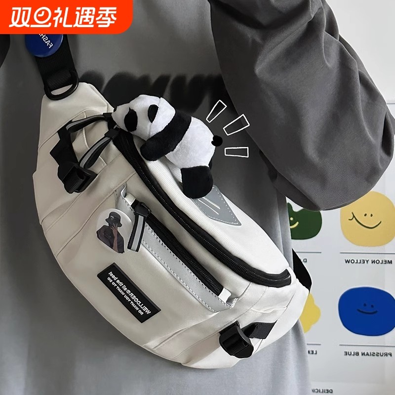 包包女2025新款胸包斜挎包男款腰包手机包饺子包运动帆布单肩背包