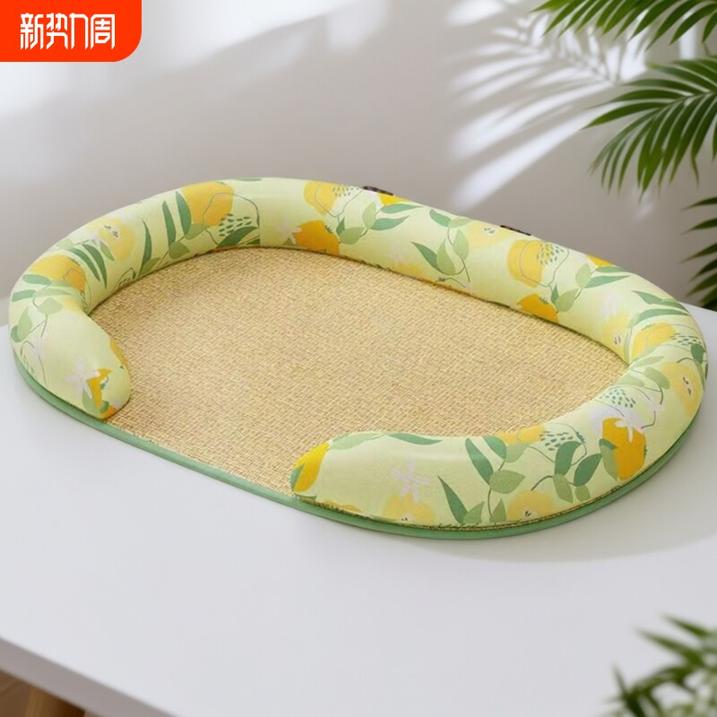 青柠夏日宠物凉垫夏季降温狗窝凉席藤编透气冰丝猫窝不沾毛易清理