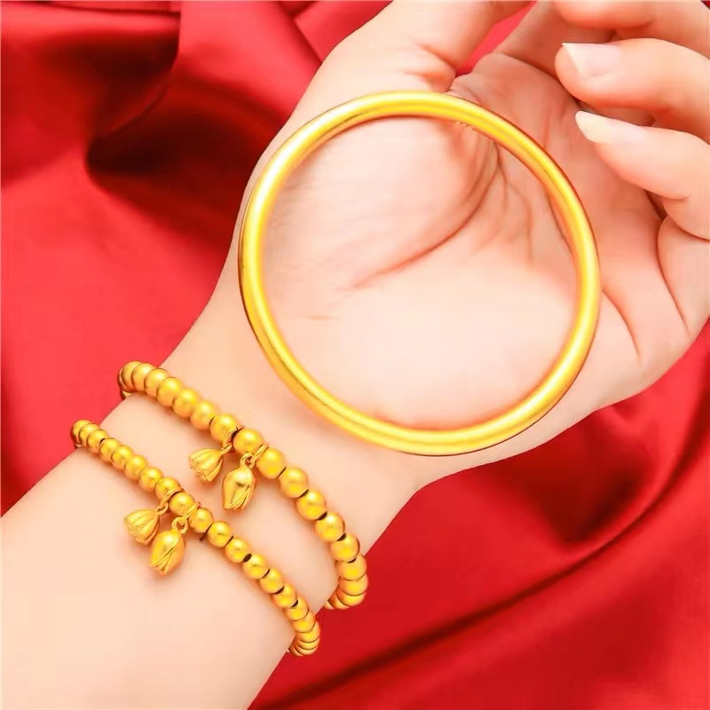 越南适用手链越南沙金手鐲女传承复古法铜镯子久不掉色仿真黄金