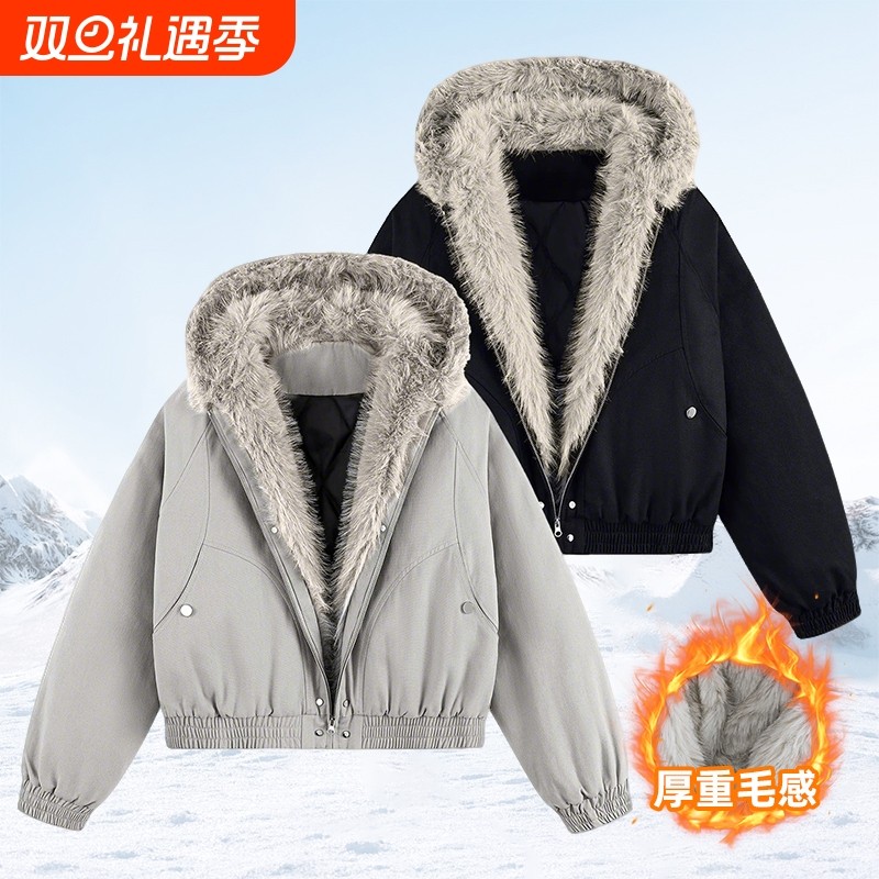 座山雕棉服外套男女同款2025新款棉衣加绒加厚户外运动情侣袄子