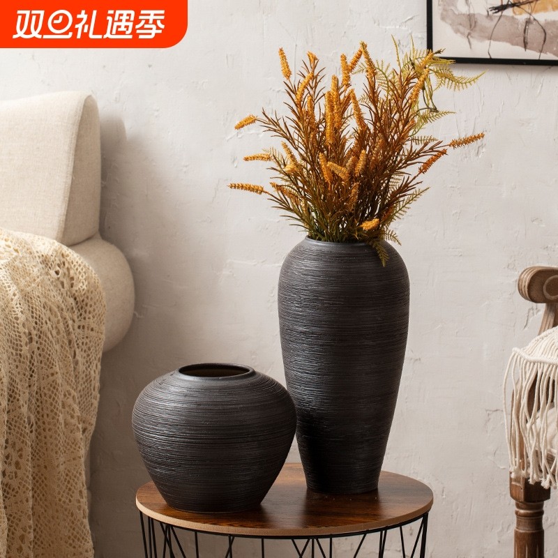 景德镇极简北欧风台面纯色创意陶瓷花瓶日式干花水培家居装饰摆件