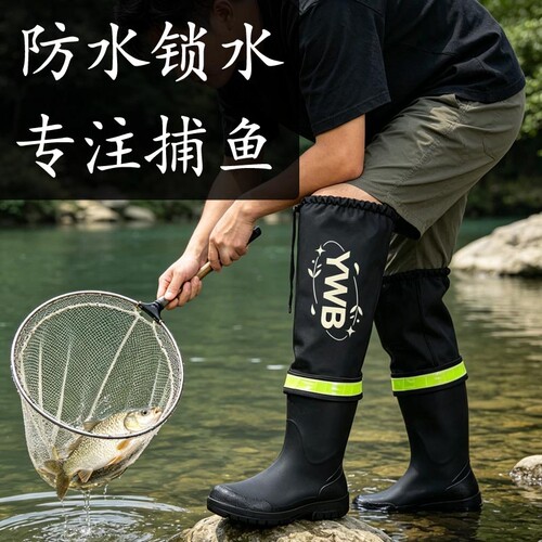 路亚男士户外涉水抓鱼加高水鞋