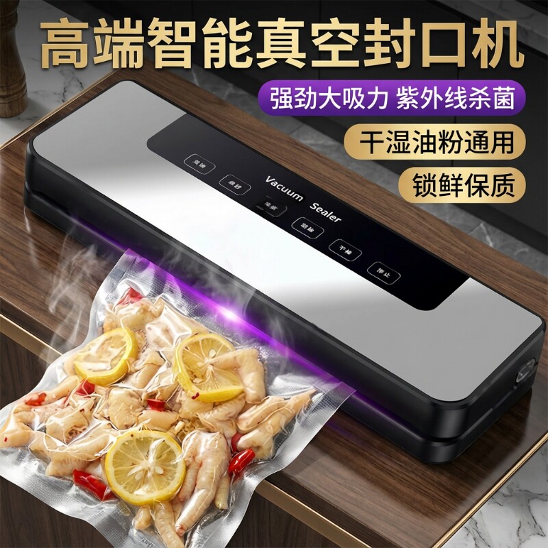 德国真空抽真空封口机家用小型保鲜塑封压缩食品包装全自动真空机