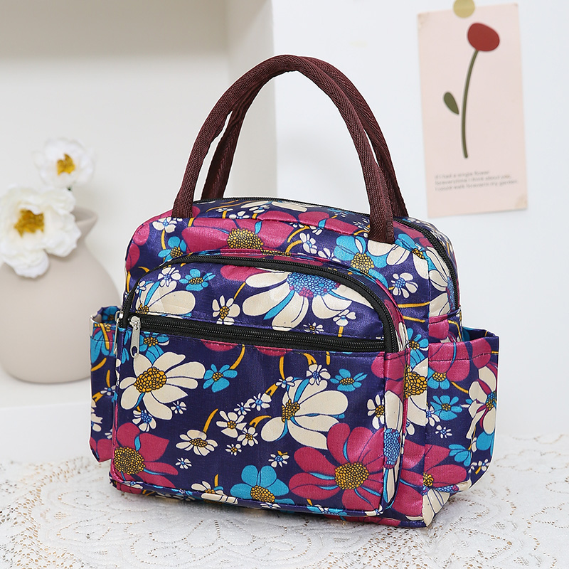 手提包女加厚中年单肩包防水牛津布包大容量便当带饭包小包饭盒袋