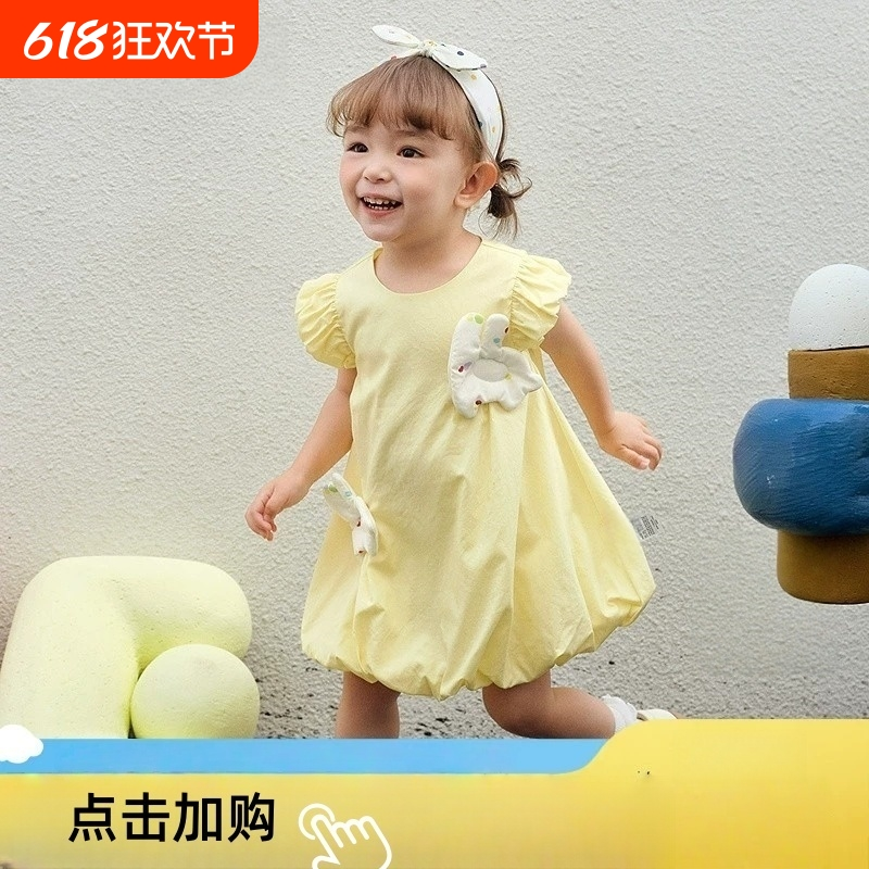 宝宝连衣裙婴儿公主裙洋气韩版女童夏装2025新款甜美可爱简约舒适