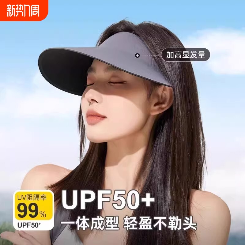 无痕一体遮阳防晒帽子紫外线女太阳夏季2026新款帽檐运动空顶折叠