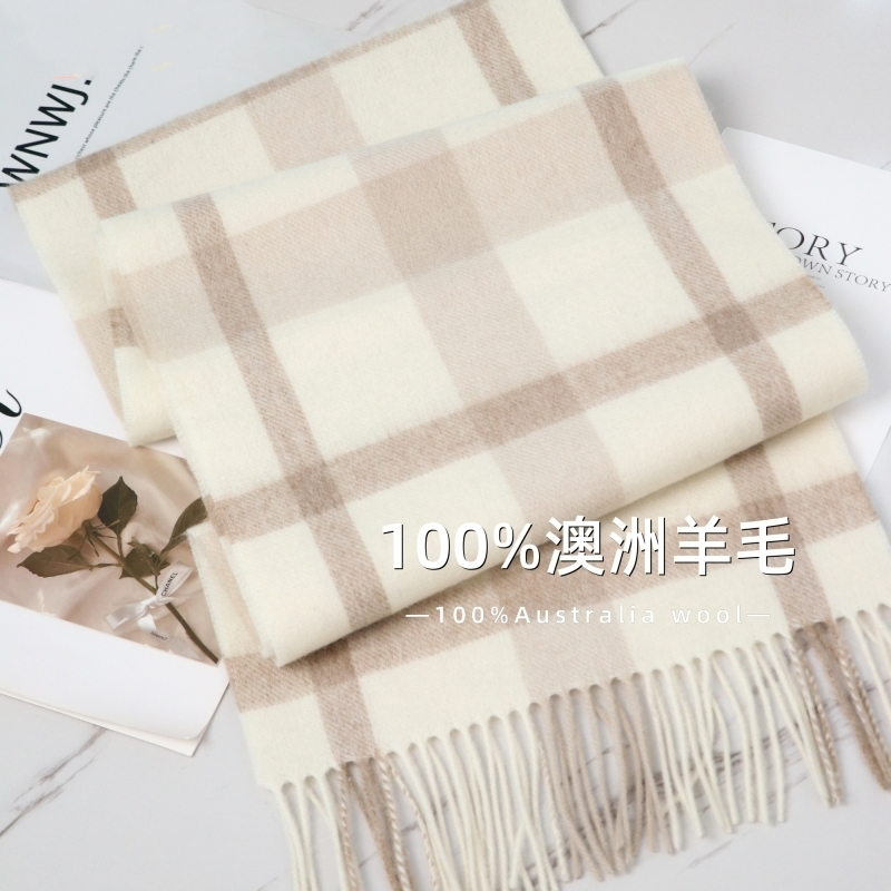 围巾女2025爆款英国100%澳洲羊毛格子冬季学生百搭男保暖情侣围脖