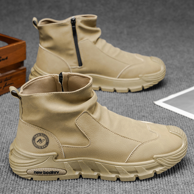 马丁靴冬季高帮侧拉链男鞋