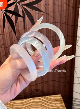 琉璃冰透白月光手镯国风高级感