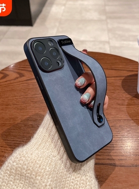 适用红米Turbo4手机壳14/13商务note15pro腕带支架11E羊巴皮12se秋冬9/8pro男款7小众13C简约10x保护套时尚