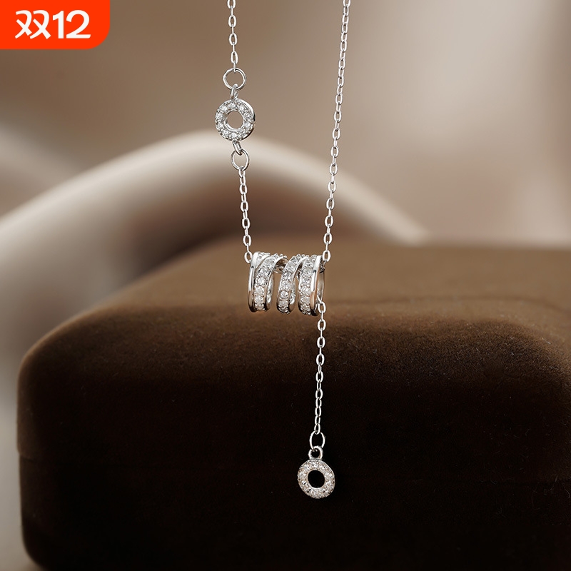 S999纯银小蛮腰镶钻项链