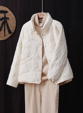 反季羽绒服清仓轻薄立领洋气女士外套中老年黑色民族风白色红色