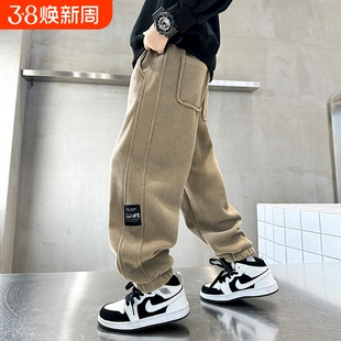 男童裤子2025秋冬新款儿童运动休闲裤加绒加厚中大童男孩束脚长裤