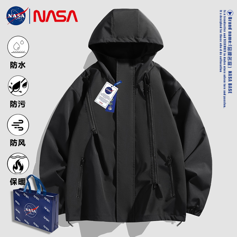NASA桑延户外冲锋衣外套男女款春季工装户外防风防水情侣登山外套