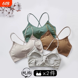 交叉带性感美背文胸小胸聚拢防下垂收副乳吊带背心一体不跑杯文胸
