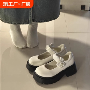 法式玛丽珍小皮鞋女2024秋新款学院风增高jk鞋粗跟厚底配裙子单鞋