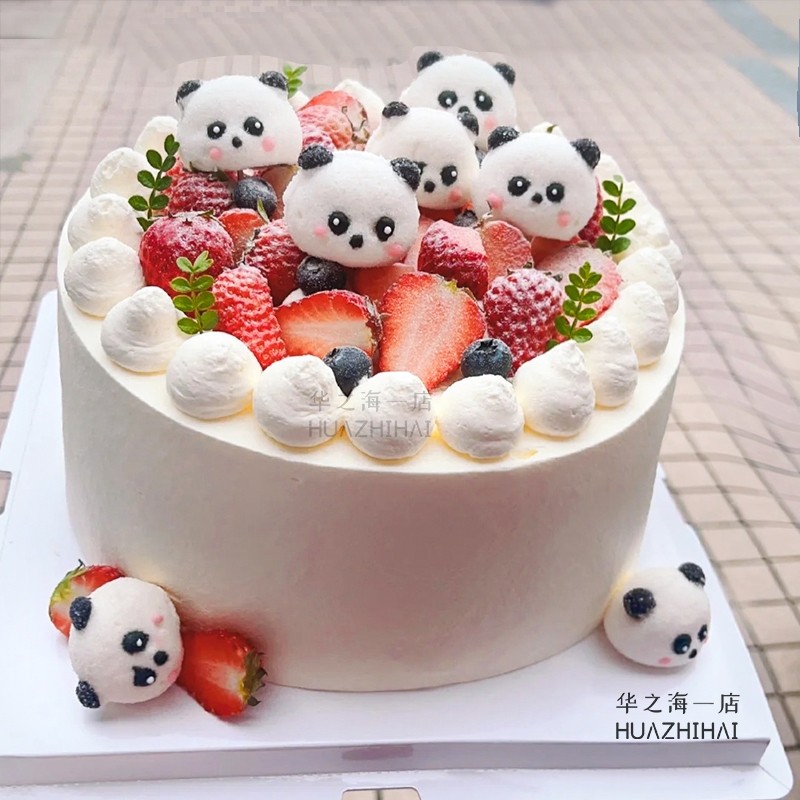 网红蛋糕装饰品摆件3d熊猫棉花糖草莓蛋糕提拉米苏甜品烘焙点缀