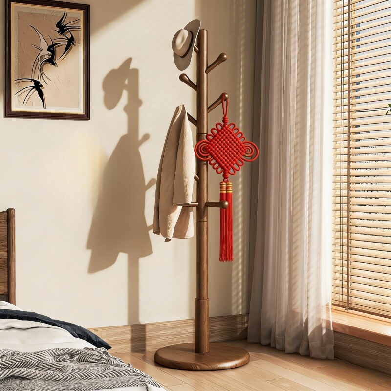 实木衣架落地卧室挂衣架客厅家用立式门口房间衣帽架衣服收纳架子