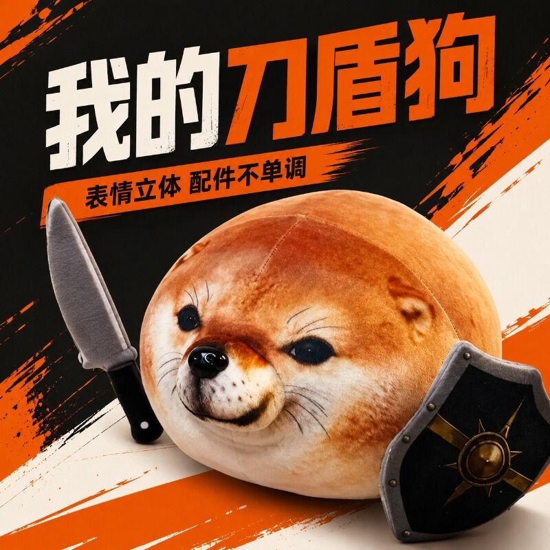 我的刀盾狗玩偶抽象表情包毛绒玩具柴犬公仔抱枕男生日礼物搞笑