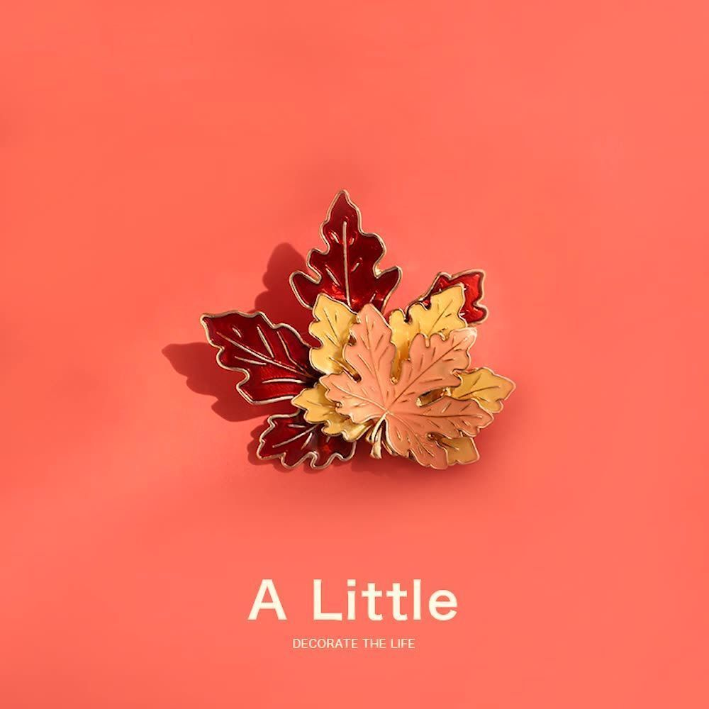 一叶知秋高档枫叶胸胸针日系设计感别针大衣包包个性金属徽章挂件