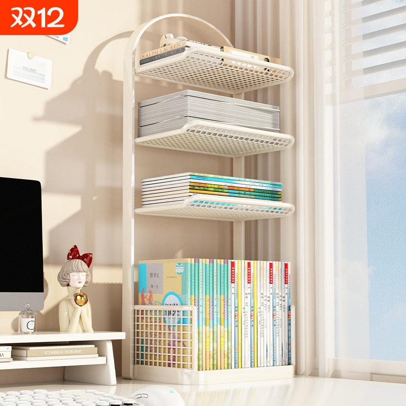 学科分类置物架学生桌面书本收纳架子书桌a4文件整理神器分层书架两层三层书籍大容量双面