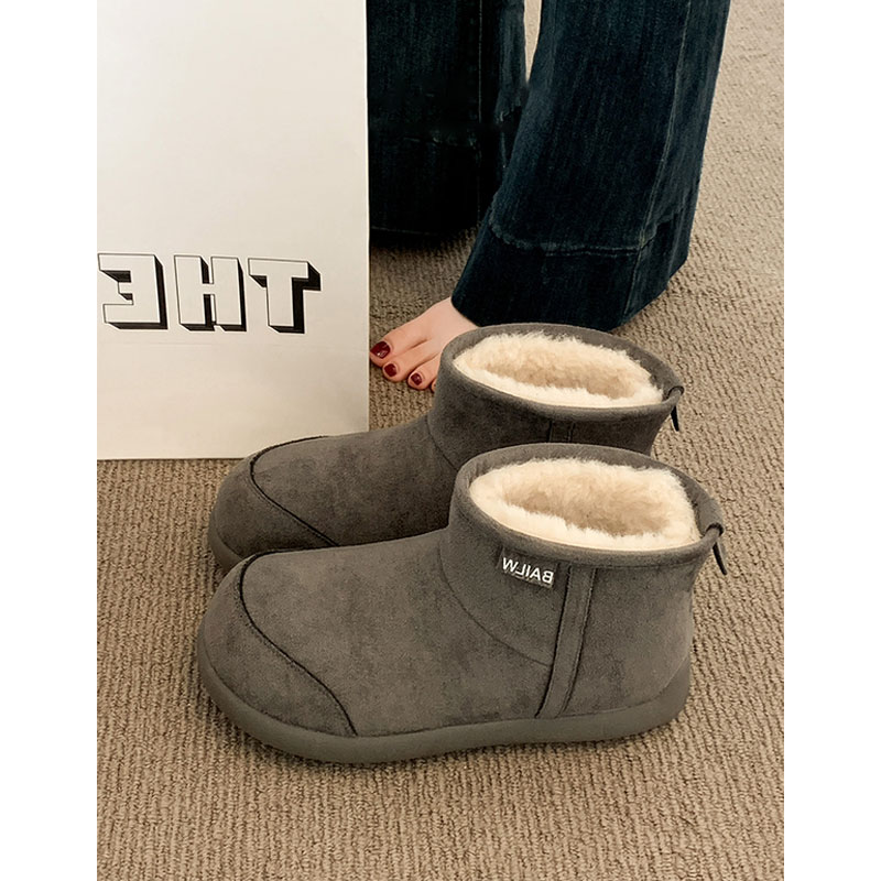 平底灰色雪地靴女款2025冬季新款加绒加厚雪地棉靴子保暖棉鞋防水