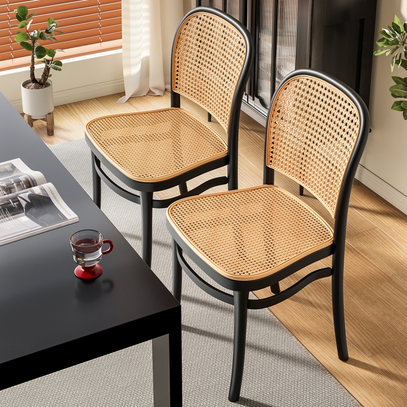 塑料藤编椅子藤条中古藤椅靠背椅透气家用餐椅商用餐桌椅户外凳子
