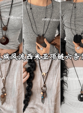 复古做旧蝴蝶结金属项链民族风波西米亚简约百搭长款圆环吊坠2025