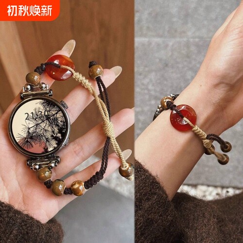 陶瓷适用华为GT5表带新款gt4串珠GT3智能手表watch5男女款腕带夏天小米watchs4高级新中式41mm古风女表国风