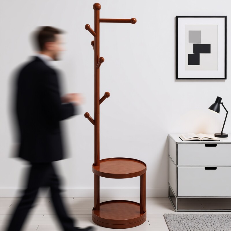 实木旋转衣帽架落地衣架卧室家用置物架立式衣服架子客厅挂衣架子