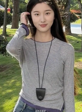 韩版挂脖磁吸黑色皮革项链长款眼镜收纳毛衣链ins包包吊坠配饰女