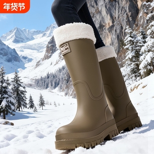 高筒水鞋束口女款防水防滑耐磨特雨鞋时尚成人雨靴厨房新加绒胶鞋