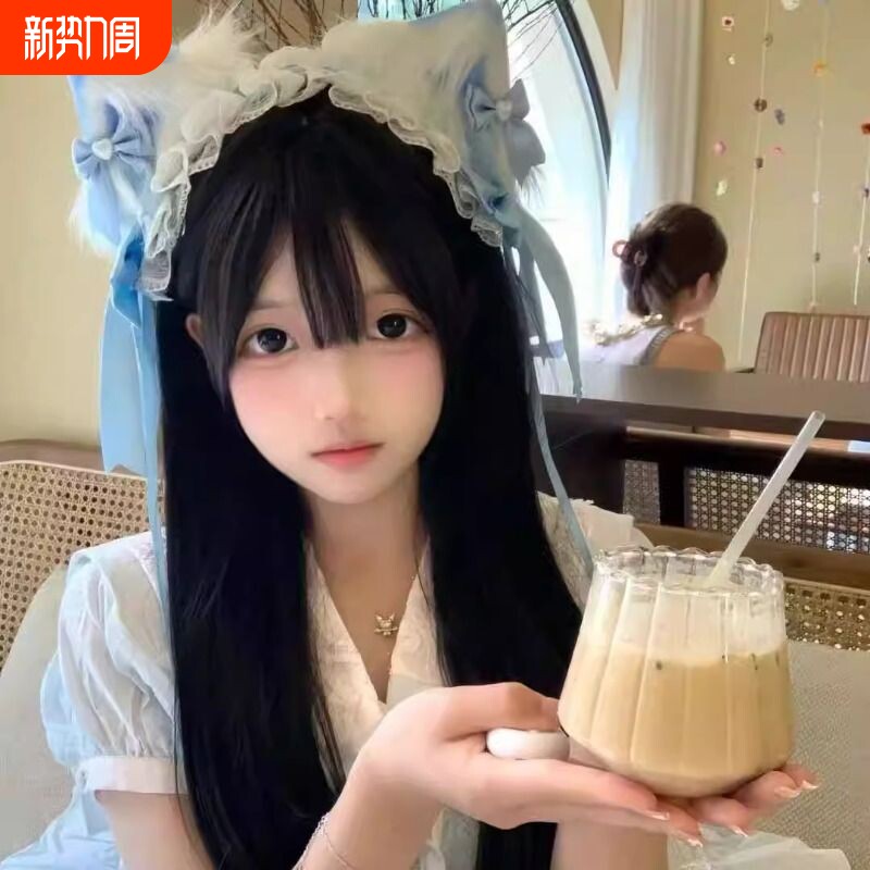 洛丽塔cosplay猫耳朵猫娘兽耳发带KC头饰发夹发饰蓝色蕾丝粉