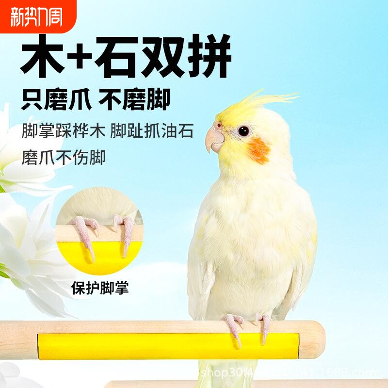 鹦鹉双面磨爪棒磨砂站杆站架玄凤虎皮牡丹小太阳啃咬玩具用品站棍