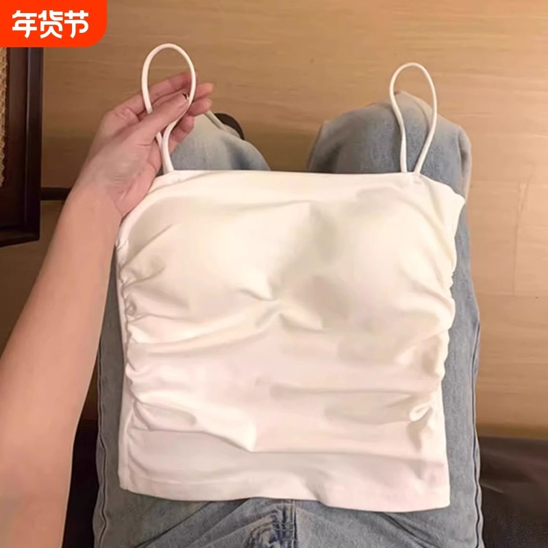 夏季白色纯欲风带胸垫小吊带背心女美背内搭外穿独特绝美上衣法式,女装/女士精品,背心吊带,淘宝优惠券,粉丝福利购,淘宝优惠卷