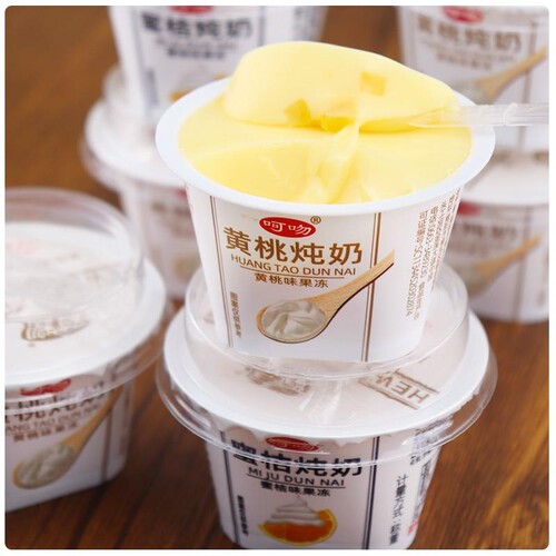 网红零食黄桃味果冻大杯4-16杯*90g椰果粒休闲甜品送礼物蜜桔混合