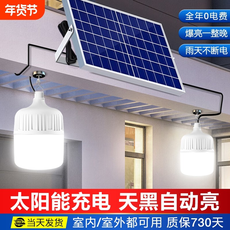 太阳能庭院灯户外灯家用路灯超亮照明防水充电一拖二分体感应灯泡