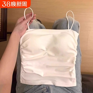 夏季白色纯欲风带胸垫小吊带背心女美背内搭外穿独特绝美上衣法式