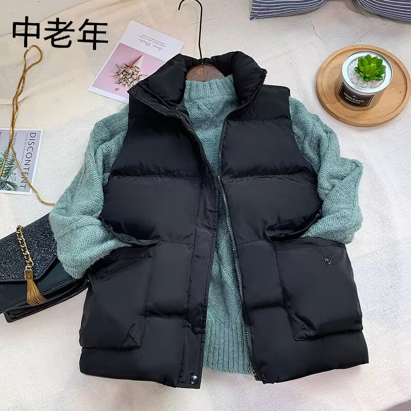 2025新款秋冬羽绒棉马甲中年妈妈装宽松背心外穿坎肩马夹外套开衫