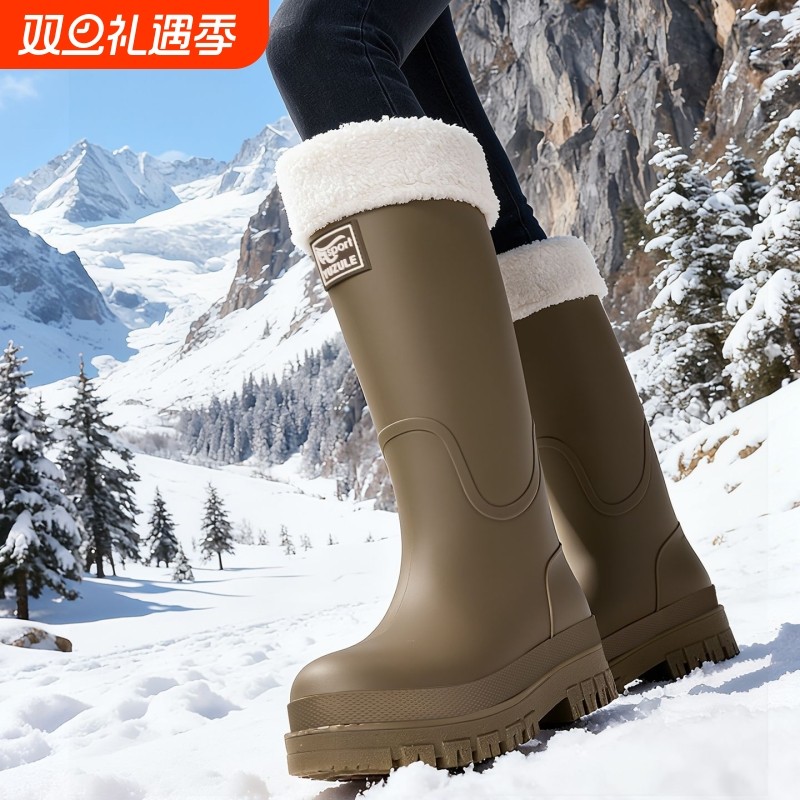 高筒水鞋束口女款防水防滑耐磨特雨鞋时尚成人雨靴厨房新加绒胶鞋