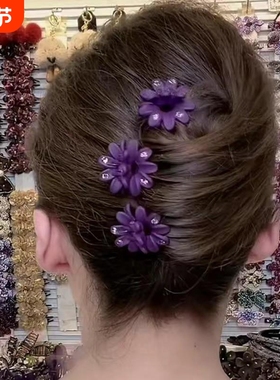 三个一组轻奢菊花小抓夹捷克钻刘海夹气质夹子头饰后脑勺碎发夹