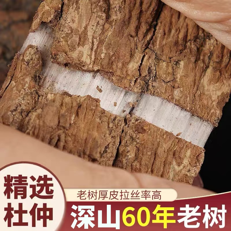 精选野生杜仲中药材官方旗舰店杜仲皮老树拉丝生杜仲块厚杜仲扯丝